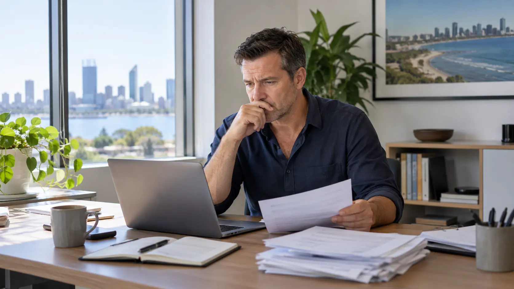 Adult business owner concerned about professional difficulties in Perth
