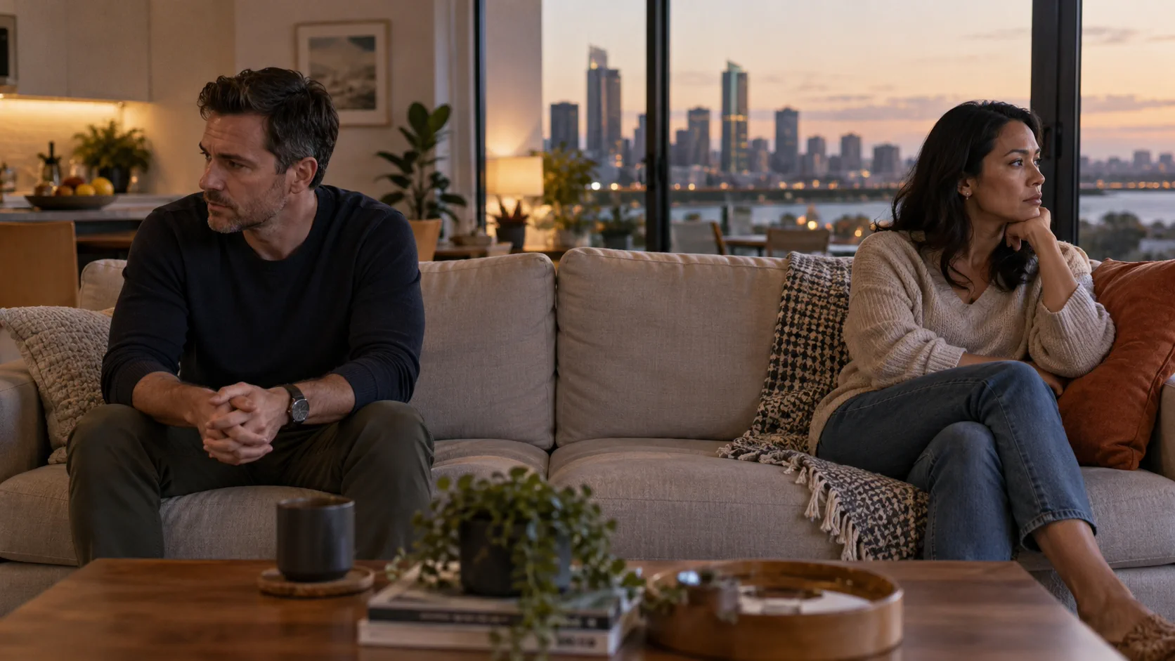 Adult couple experiencing communication difficulties in a Perth apartment