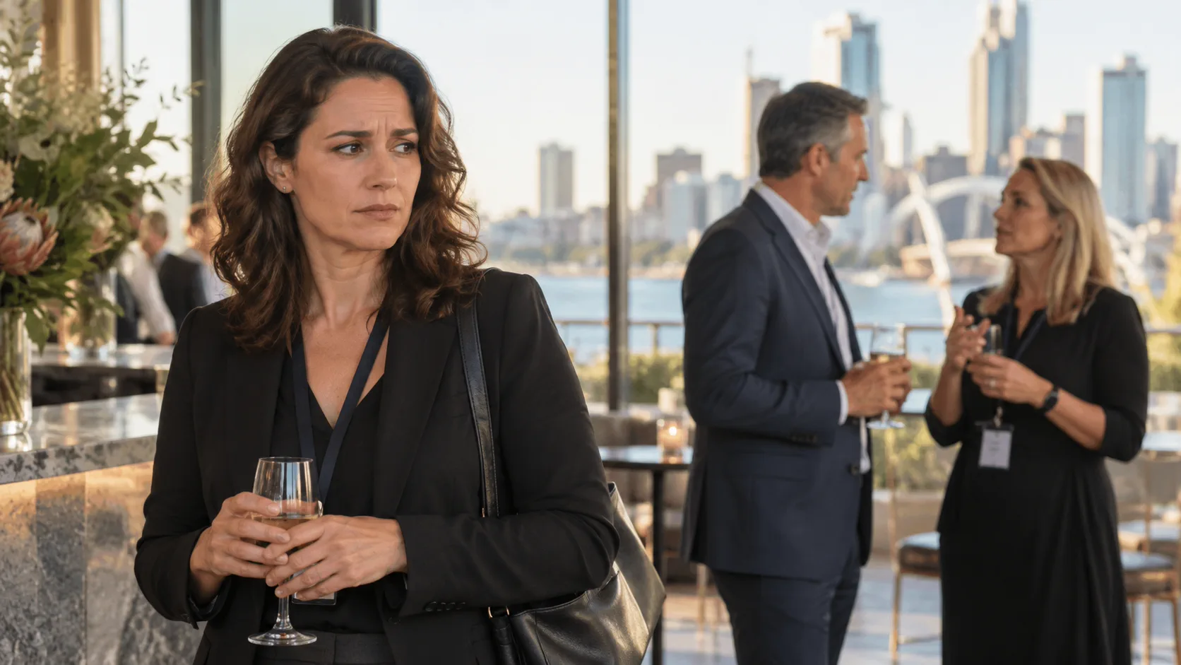 Adult woman feeling excluded at a professional event in Perth